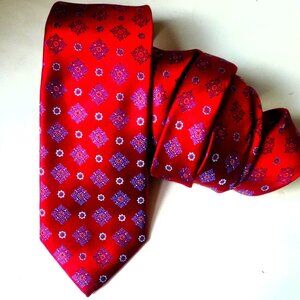 Canali red silk skinny tie